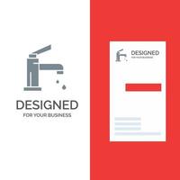banho banheiro torneira de limpeza chuveiro design de logotipo cinza e modelo de cartão de visita vetor