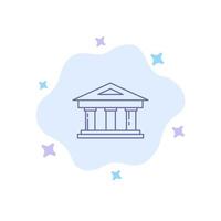 banco tribunal finanças finanças edifício ícone azul no fundo abstrato da nuvem vetor