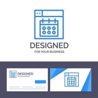 cartão de visita criativo e modelo de logotipo web design calendário data ilustração vetorial vetor