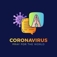 orar pelo conceito de coronavírus mundial com ilustração vetorial de mãos. hora de orar o vírus corona 2020 covid-19. coronavírus em ilustração vetorial wuhan. vírus covid 19-ncp vetor