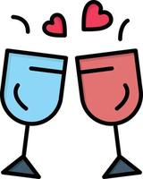vidro amor bebida casamento ícone de cor plana vetor modelo de banner