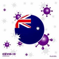 ore pela austrália covid19 bandeira de tipografia de coronavírus fique em casa fique saudável cuide de sua própria saúde vetor