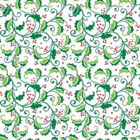 padrão perfeito de folhas tradicionais de azevinho de natal com design de vetor de bagas vermelhas-natal