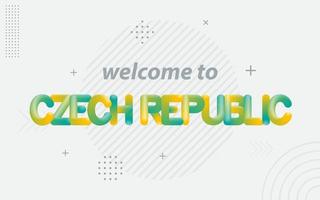 bem-vindo à república tcheca. tipografia criativa com efeito de mistura 3d vetor
