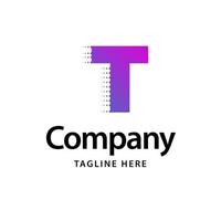 t logotipo roxo. design de identidade de marca comercial vetor