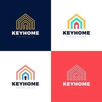 Conjunto de logotipo de vetor de proteção residencial, ícone de casa e fechadura
