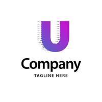 u logotipo roxo. design de identidade de marca comercial vetor