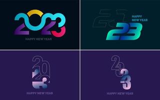 grande conjunto 2023 feliz ano novo design de texto logotipo preto. Modelo de design de 20 23 números. coleção de símbolos de 2023 feliz ano novo vetor