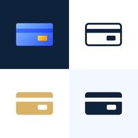 conjunto de ícones de estoque de vetor de cartão de crédito. o conceito de banco móvel e abertura de uma conta bancária. ilustração colorida elegante com figuras abstratas e folhas.