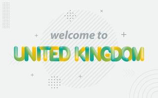 bem-vindo ao reino unido. tipografia criativa com efeito de mistura 3d vetor