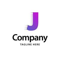 j logotipo roxo. design de identidade de marca comercial vetor