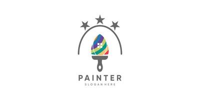 design de logotipo de pintura para vetor premium de negócios e construção