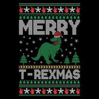 merry t-rexmas - designs feios de suéter de natal - gráfico vetorial vetor