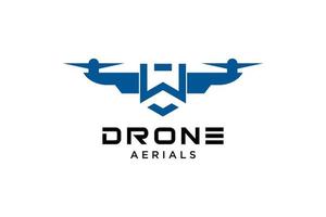 modelo de design de logotipo de drone de letra w. vetor de ícone de drone de fotografia. design criativo. ilustração