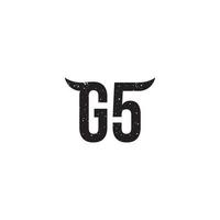 logotipo g5 e chifres ou design de ícone vetor