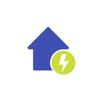 ícone de eletricidade com casa em branco vetor