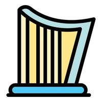 vetor de contorno de cor de ícone de harpa acústica
