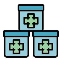 vetor de contorno de cor de ícone de caixas medicinais