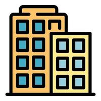 vetor de contorno de cor de ícone de edifícios da cidade