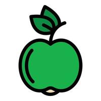 vetor de contorno de cor de ícone de fruta maçã