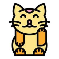 vetor de contorno de cor de ícone de mascote de gato