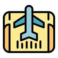 vetor de contorno de cor de ícone de bilhete de avião
