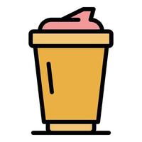 vetor de contorno de cor de ícone de xícara de café com leite