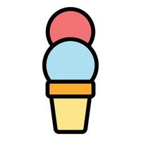 duas bolas de vetor de contorno de cor de ícone de xícara de sorvete