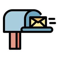 carta no vetor de contorno de cor de ícone de caixa de correio