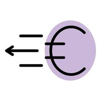 vetor de contorno de cor de ícone de transferência de dinheiro do euro