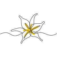 arte de linha contínua bela flor design minimalista. flor decorativa para cartaz. linha editável. contorno contorno desenhado à mão ilustração vetorial de arte de planta botânica vetor