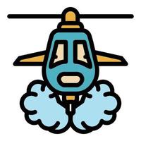 vetor de contorno de cor de ícone de helicóptero de incêndio florestal