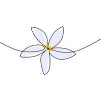 bela flor em estilo de linha mínimo. desenho de linha única contínua da silhueta da flor desenhada à mão. ramo com flores isoladas no fundo branco. ilustração vetorial vetor