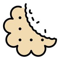 vetor de contorno de cor de ícone de biscoito comido