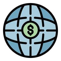 vetor de contorno de cor de ícone de dinheiro global