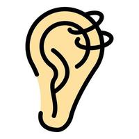 vetor de contorno de cor de ícone de piercing de orelha de forma