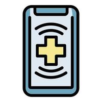 vetor de contorno de cor de ícone de ajuda médica para smartphone