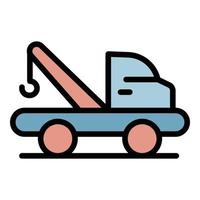 vetor de contorno de cor de ícone de caminhão de reboque automático