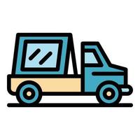 vetor de contorno de cor de ícone de caminhão de instalação de janela