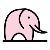 vetor de contorno de cor de ícone de elefante animal