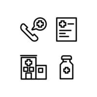clínica linear e design de ícones de hospital isolado no fundo branco vetor
