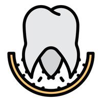 vetor de contorno de cor de ícone de cuidados com os dentes