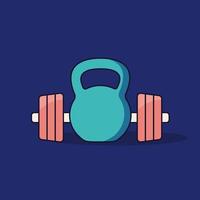 ícone de academia, halteres e kettlebell vetor