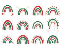 coleção de vetores para decoração de natal com arco-íris de natal. perfeito para estampas de roupas, decorações, adesivos, banners e cartões. ano novo e símbolos e elementos de natal.
