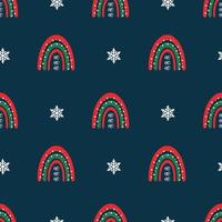 padrão de Natal sem emenda. fundo com arco-íris, flocos de neve. perfeito para papel de embrulho, cartões, têxteis vetor