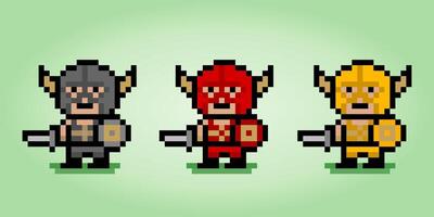 Avatar viking de pixels de 8 bits. personagem do jogo em ilustração vetorial vetor