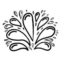 doodle respingos de água em estilo vintage em fundo branco. ilustração de esboço desenhado de mão de vetor preto. sol, starburst, brilho, conjunto sunburst. explosão de brilho de linha. linha desenhada à mão do marcador. faísca retrô