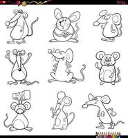desenhos animados ratos animais conjunto para colorir página de livro vetor