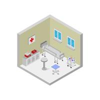 quarto de hospital isométrico em fundo branco vetor