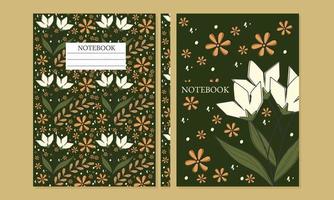 modelos de capa. design abstrato e floral. padrão sem emenda. aplicável para notebooks, planejadores, brochuras, livros, catálogos. vetor